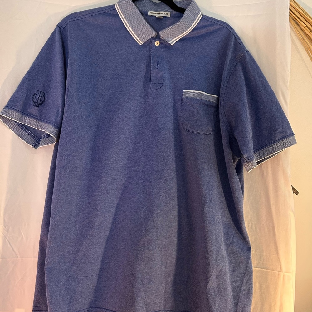 Peter Millar Men’s Light Blue Polo with Contrast collar (flaw)